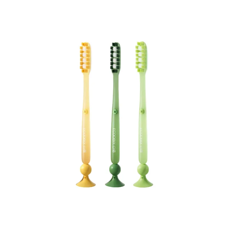 Ecoobix Long Cut Toothbrushes Soft Slip Resistant Handle With Bottom Suction Cup-11