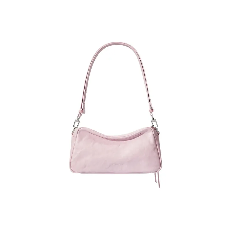 CASSILE Top Grain Cow Leather Shoulder Bag Medium Size Women's Cherry Blossom Pink-4
