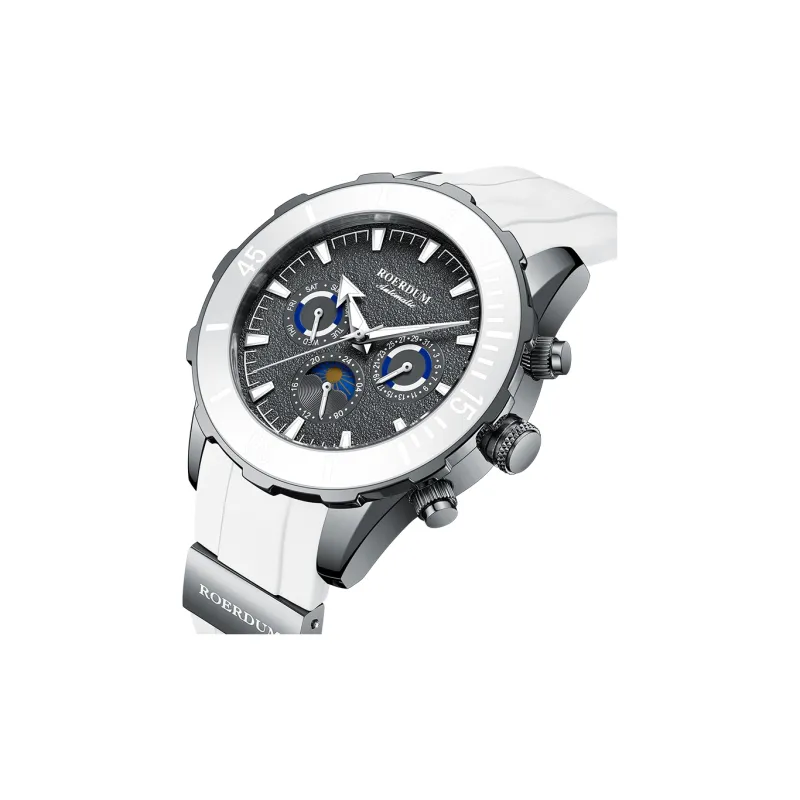 ROERDUM Stalker Automatic Mechanical Movement Silicone Strap Watch Men's Watches Black Dial-7