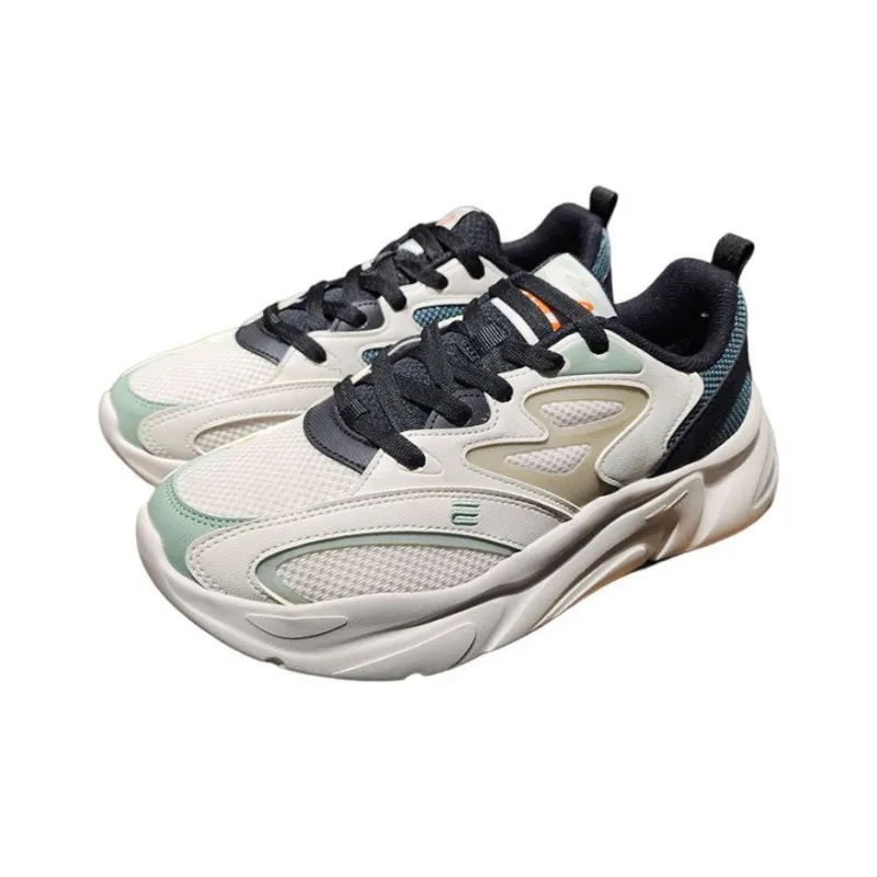 Erke Non slip Wear resistant Shock Absorption Low Top Chunky Sneakers Men's Gray Black-1
