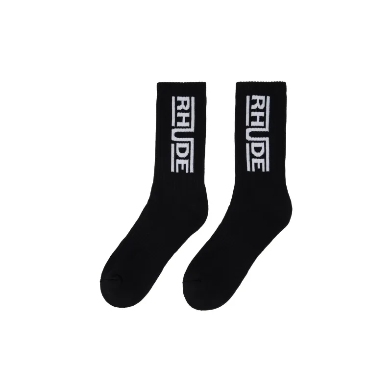 RHUDE Champions Logo Sock 'Black/White'-0