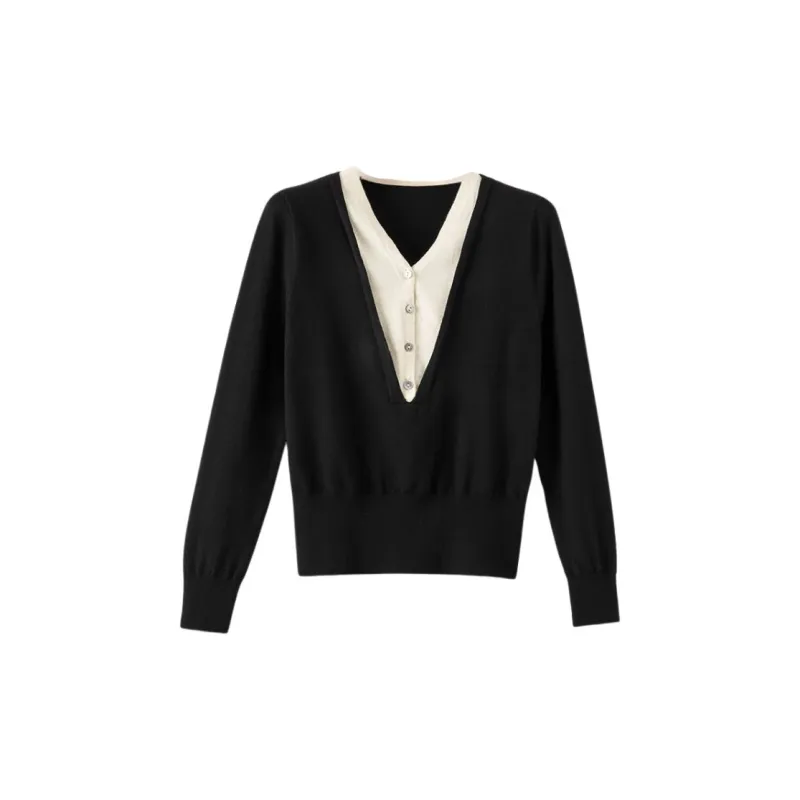 Late White Knitwear Women's Black-1
