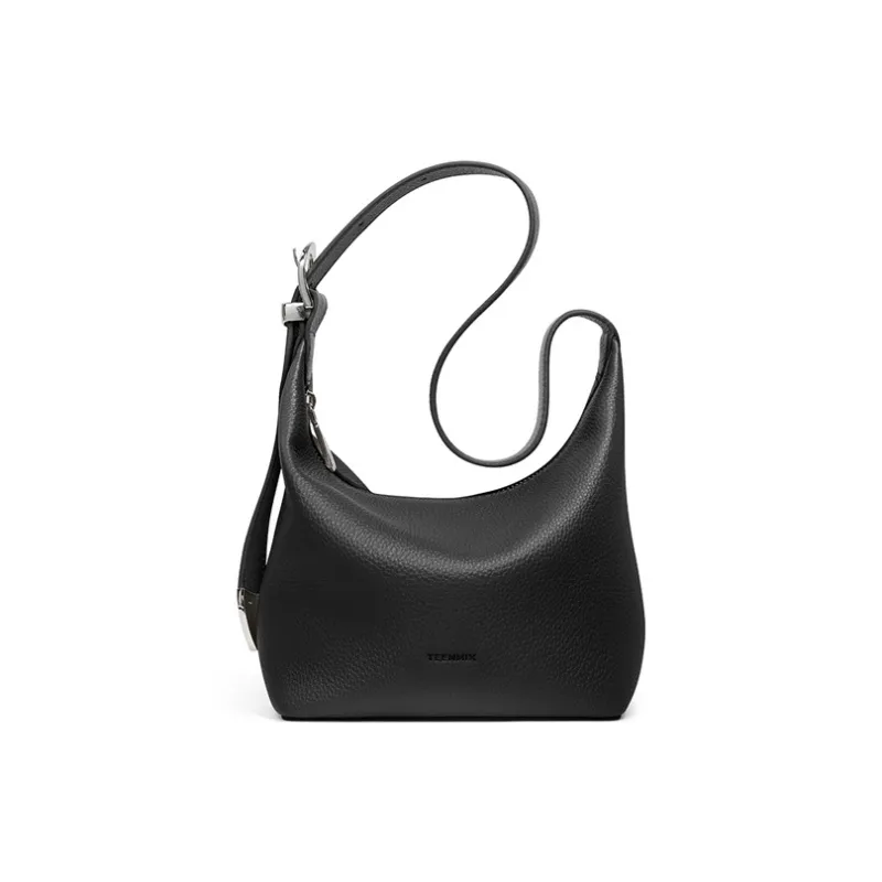 Teenmix Cow Leather Shoulder Bag Trumpets Women's Black/Elephant Gray-1