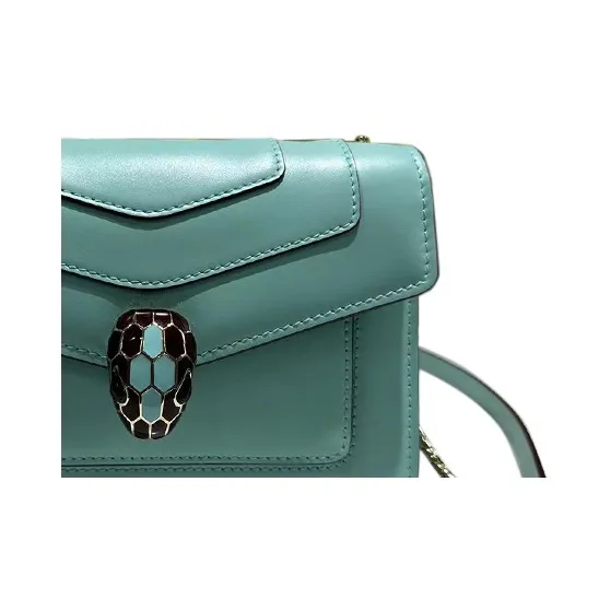 BVLGARI Serpenti Forever Cow Leather Shoulder Bag Crossbody Bag Women's Green-3