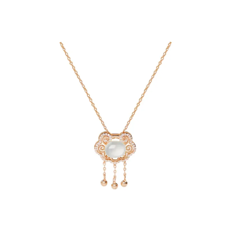 Long Fu Chalcedony Good Luck Accessory Necklace Women's-0