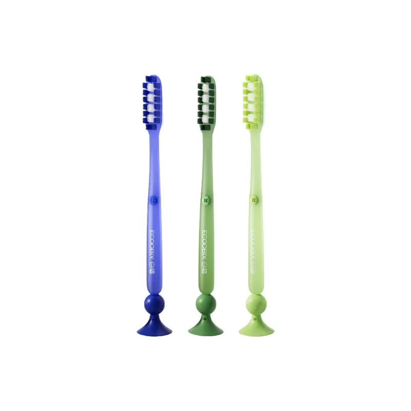 Ecoobix Long Cut Toothbrushes Soft Slip Resistant Handle With Bottom Suction Cup-10