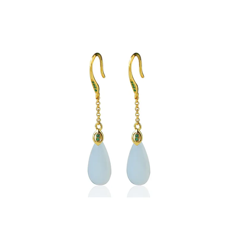 KUNYUYAO Hetian Jade Earrings White Jade Women's-0