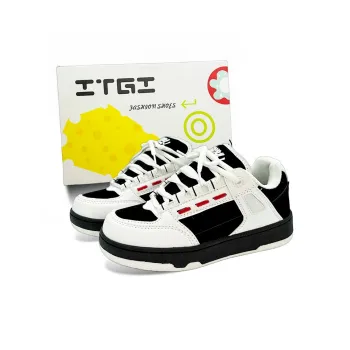ITGI Slip Resistant Cushioning Low Top Skateboard Shoes Unisex White Red Black
