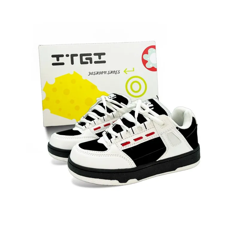ITGI Slip Resistant Cushioning Low Top Skateboard Shoes Unisex White Red Black-0