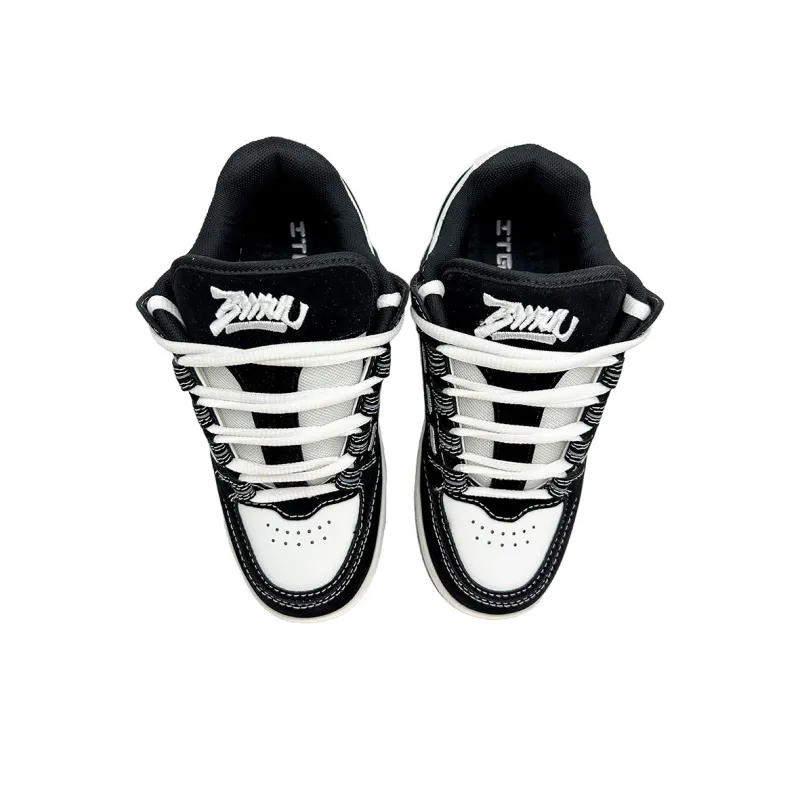 ITGI Slip Resistant Cushioning Low Top Skateboard Shoes Unisex Black-3