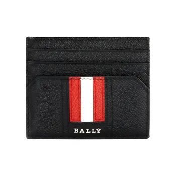 BALLY Cow Leather Card Clip Card Holder Mini Men's Black