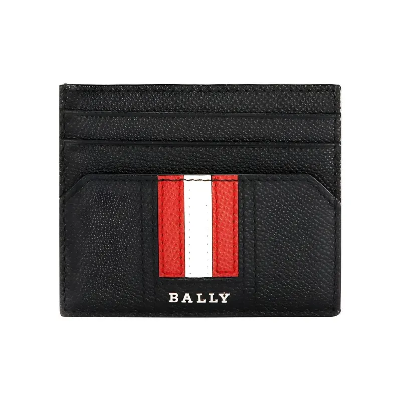 BALLY Cow Leather Card Clip Card Holder Mini Men's Black-0
