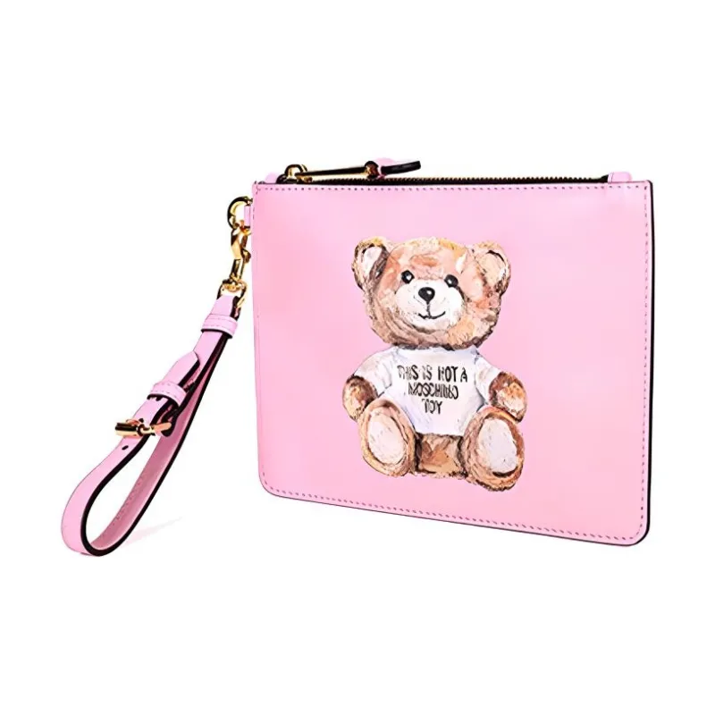 MOSCHINO Cow Leather Clutch Women's Pink-1