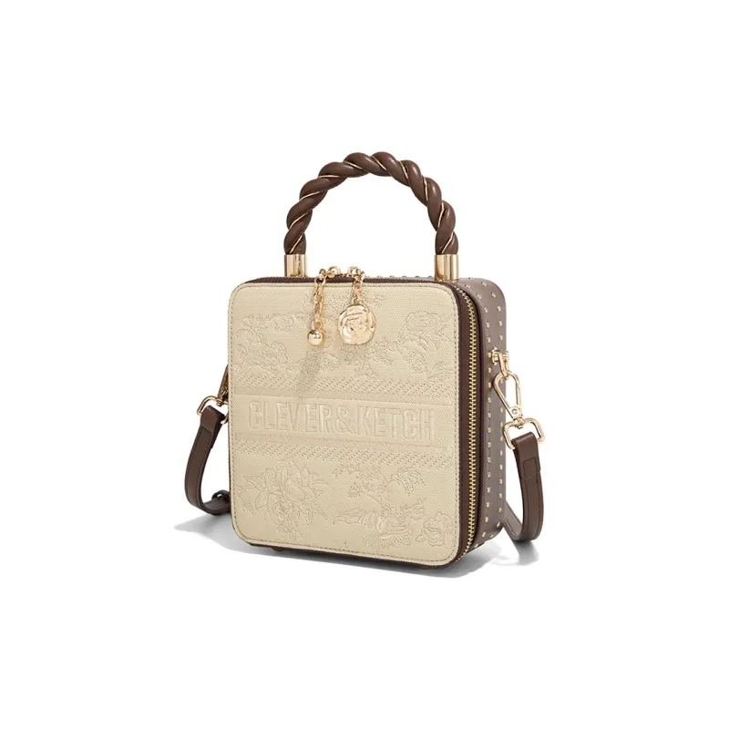CLEVER& KETCH PU Handbag Women's Coffee/Ecru-1