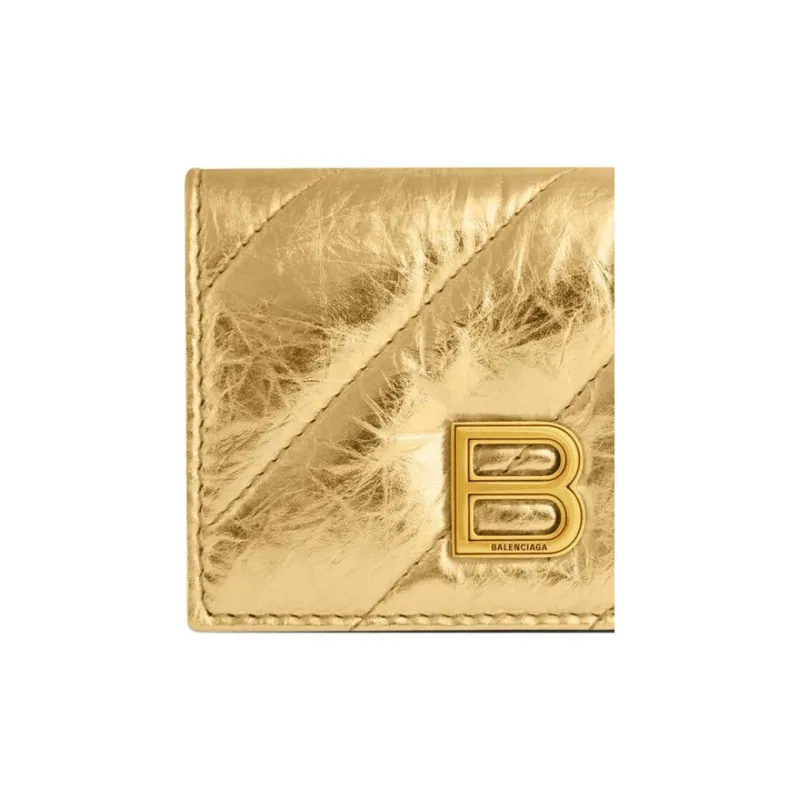 Balenciaga CRUSH Calfskin Wallets Card Holders Regular Women's Gold-4