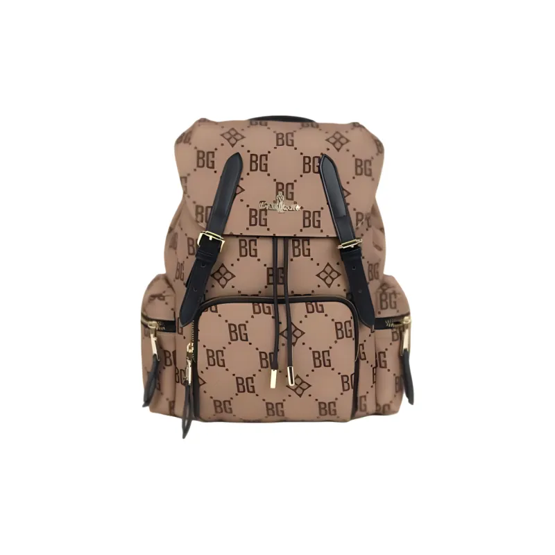 Biyin Leufen Fabric Synthetic Leather Patchwork Backpack Unisex Multicolor-1
