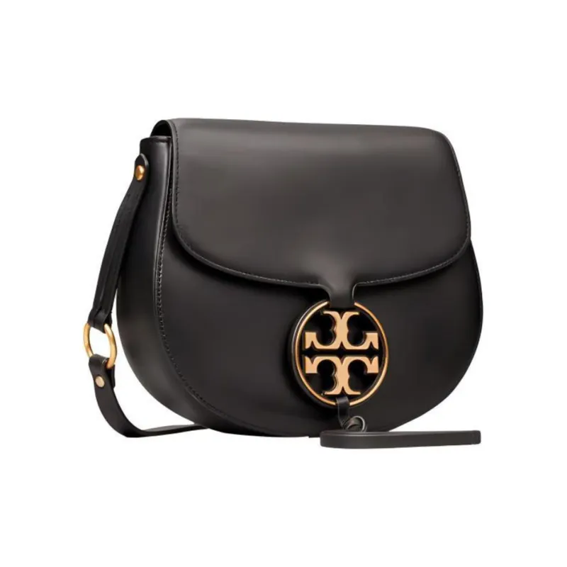 TORY BURCH Miller Leather Saddle Bag, Shoulder Bag, Crossbody Bag Women's Black-2