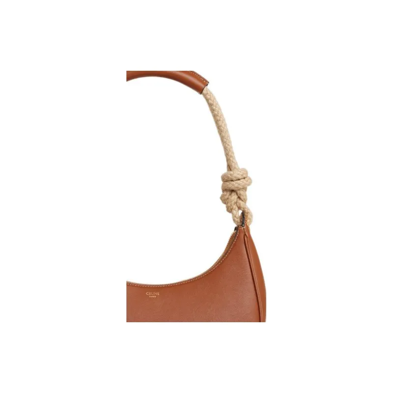 CELINE AVA Smooth Cow Leather Dumpling Bag Shoulder Bag Medium Size Women's Tawny-4