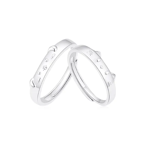 Lao Feng Xiang S925 Silver Ring Pair Unisex
