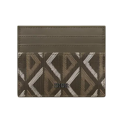 DIOR CD Diamond Canvas Card Holder Men's Khaki