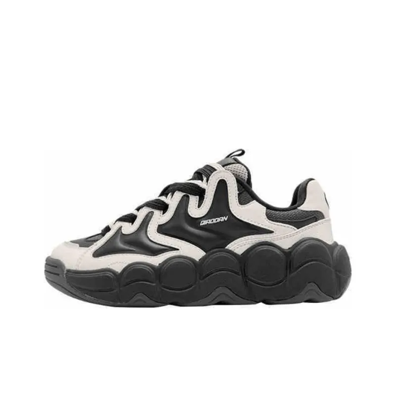 QIAODAN Get Rich Every Day Cushioning Lightweight Height Increasing Low Top Chunky Sneakers Women's Black White-0