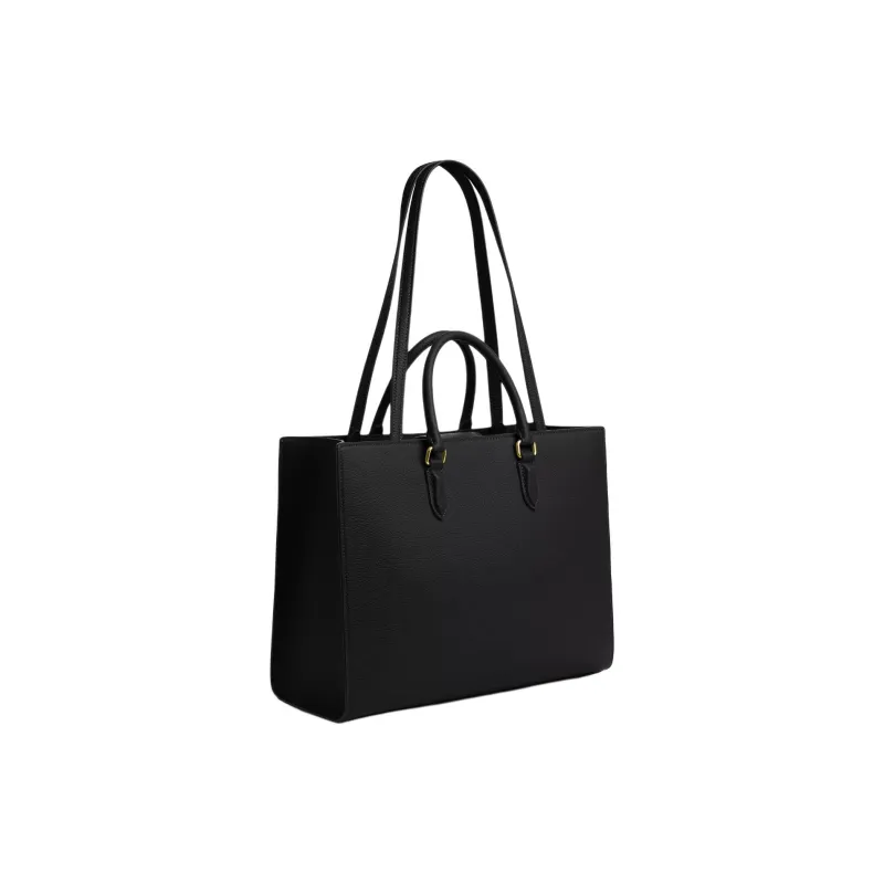 COACH Maggie Leather Tote Bag, Shopping Bag, Shoulder Bag, Handbag Tubas Unisex Black-1