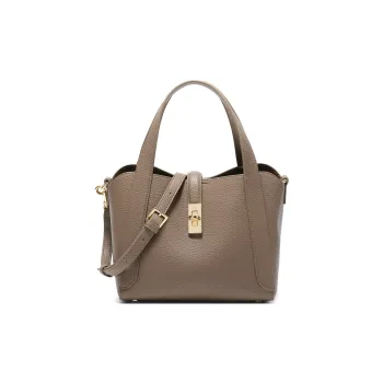 BELLE Artificial Leather Basket Shoulder Bag, Crossbody Bag, Handbag Women's Gray/White