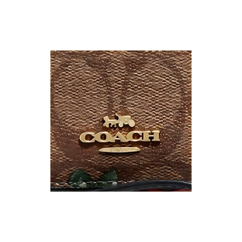COACH Coated Canvas With Smooth Leather Clutch, Wallet, Wallet, Cell Phone Pouch Trumpets Women's Khaki & Black-2