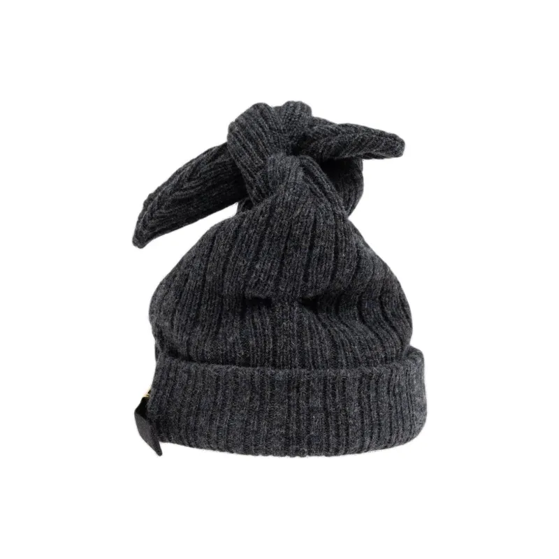 MOSCHINO Logo-lettering Knotted Wool Beanie-0