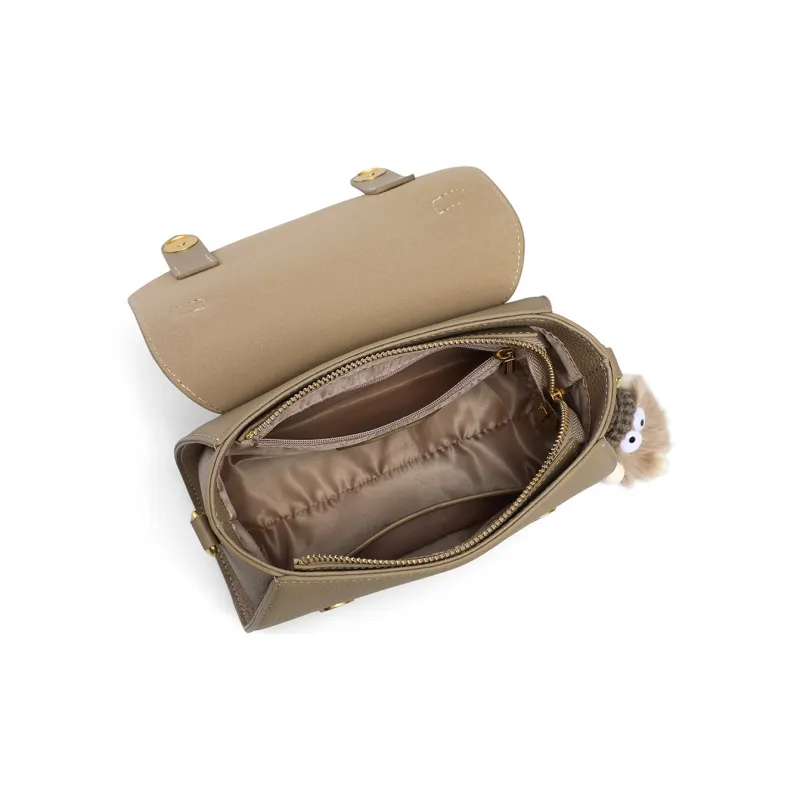COMELY Cow Leather Shoulder Bag Crossbody Bag Handbag Regular Women's Khaki-3