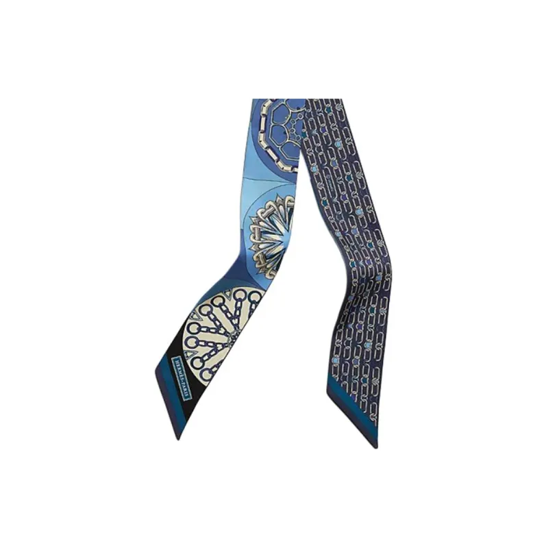 HERMES Mulberry Silk Scarves Women's Indigo-1