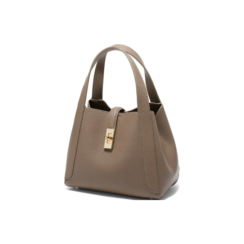 BELLE Artificial Leather Basket Shoulder Bag, Crossbody Bag, Handbag Women's Gray/White-3