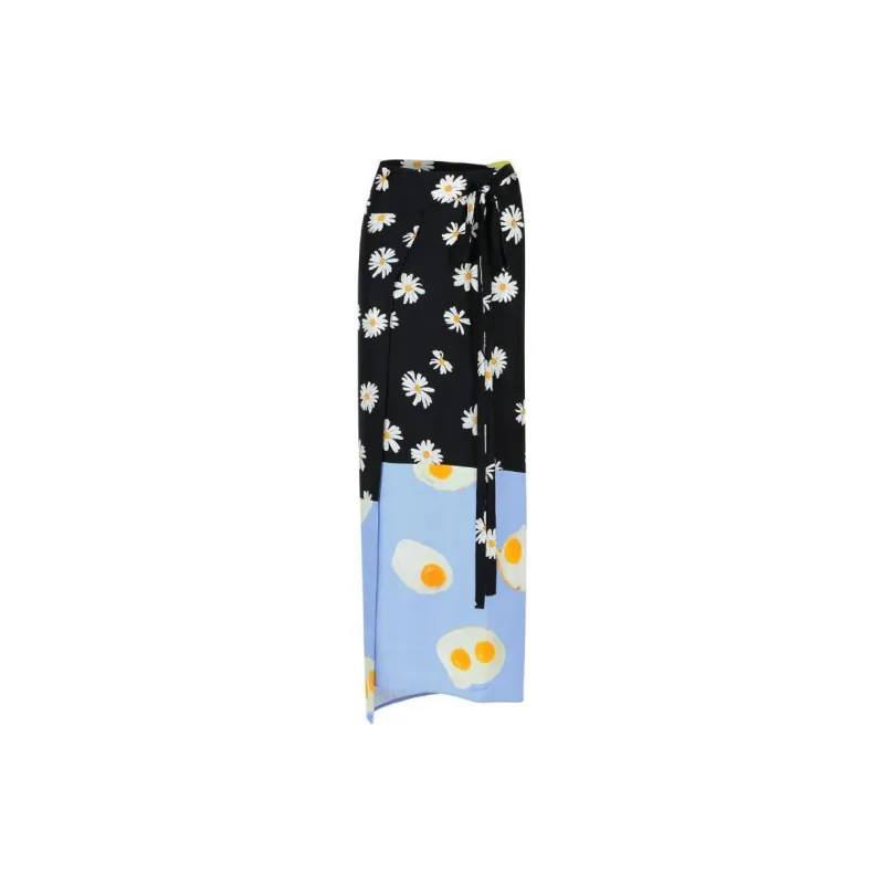 MOSCHINO Long Twill Patchwork Skirt-1