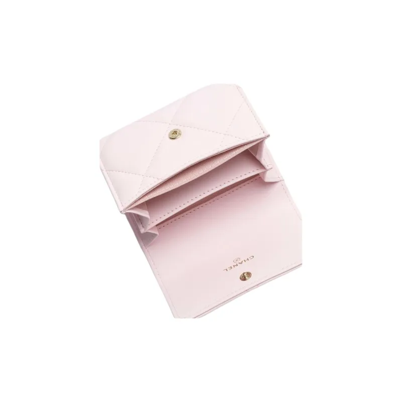 CHANEL 22c Early Spring Lambskin Coin Purse Women's Light Pink-4