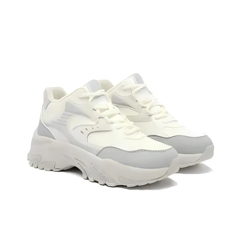 QIAODAN Spriggle Bunny IV Lightweight Height Increasing Warm High-Top Chunky Sneakers Women's White Gray-3