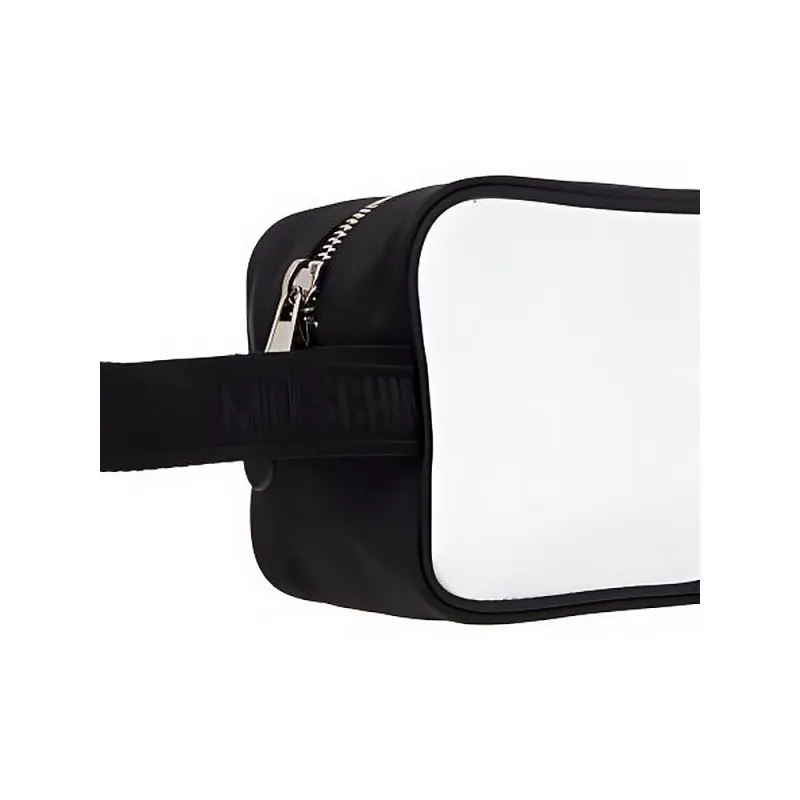MOSCHINO Polyester Clutch Makeup Bag Men's White/Black-4