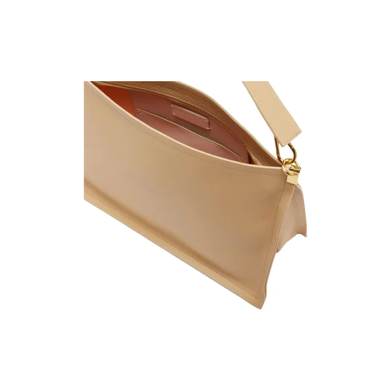 COCCINELLE Cow Leather Portable Crossbody Bag Shoulder Bag Large Size Women's Fresh Beige & Peach-3