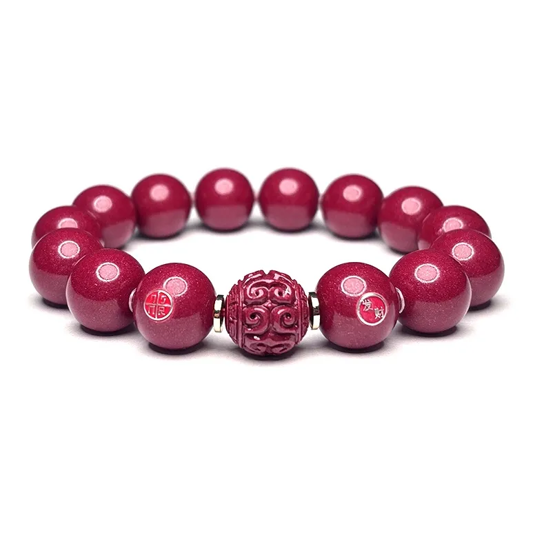 MOUNTAINS AND MANS Cinnabar New Chinese Style Happiness And Good Luck Beaded Bracelet Men's-0