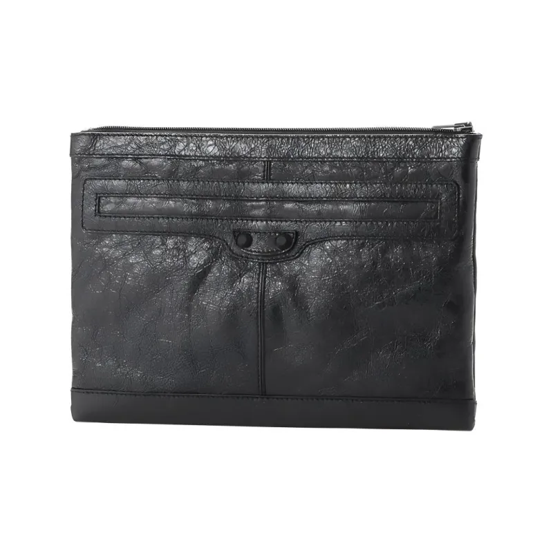 Balenciaga Leather Clutch Unisex Black-0