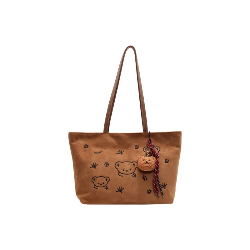 Yalu Leather Velvet One Shoulder Handbag Regular Women's Black/Brown/Coffee-3