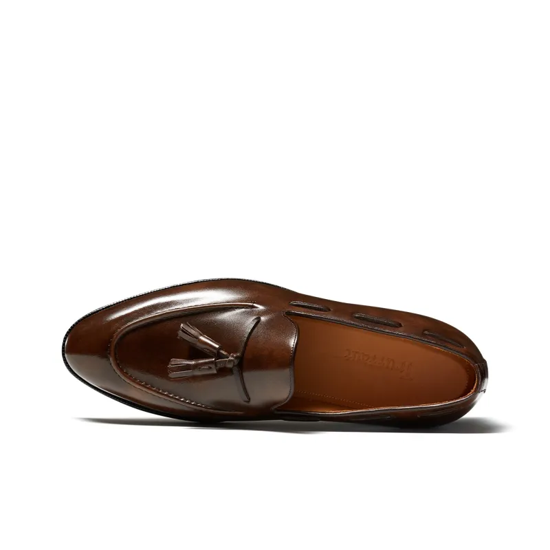 TRUFFAUT Fringe Slip on Leather Shoes Loafers 2.6CM Men's-8