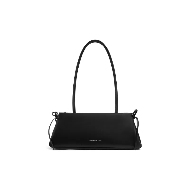 CHARLES&KEITH PU Shoulder Bag Medium Size Women's Light Pink/Noir Black/White/Sea Salt Blue-0