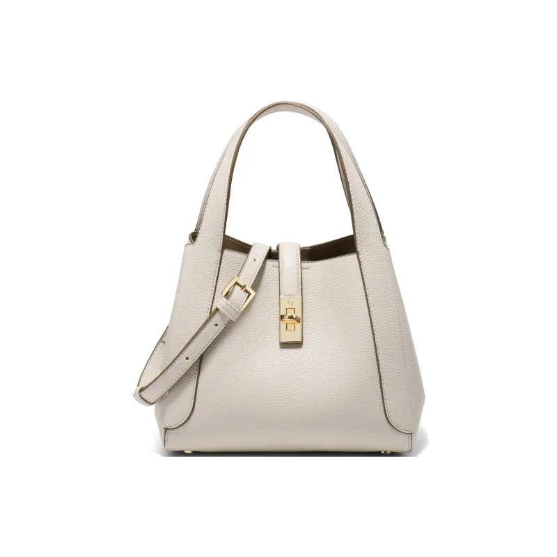 BELLE Artificial Leather Basket Shoulder Bag, Crossbody Bag, Handbag Women's Gray/White-7