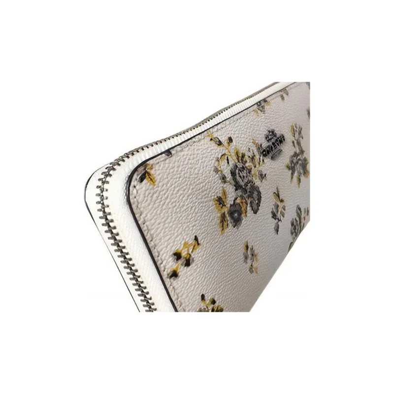 COACH Accordion Zip Leather Trunk Wallet Women's Ecru-5