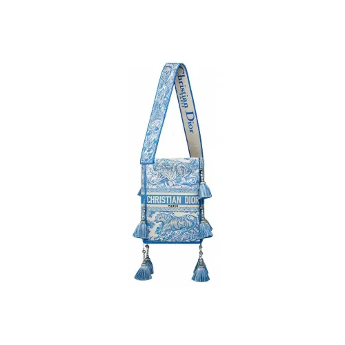 DIOR Fabric Bucket Bag Handbag Shoulder Bag Women's Cornflower Blue