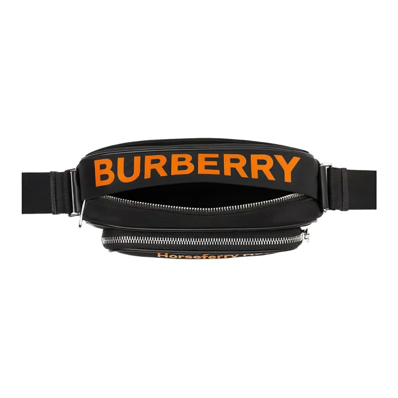 Burberry Leather Shoulder Bag Crossbody Bag Men's Black/Orange-4