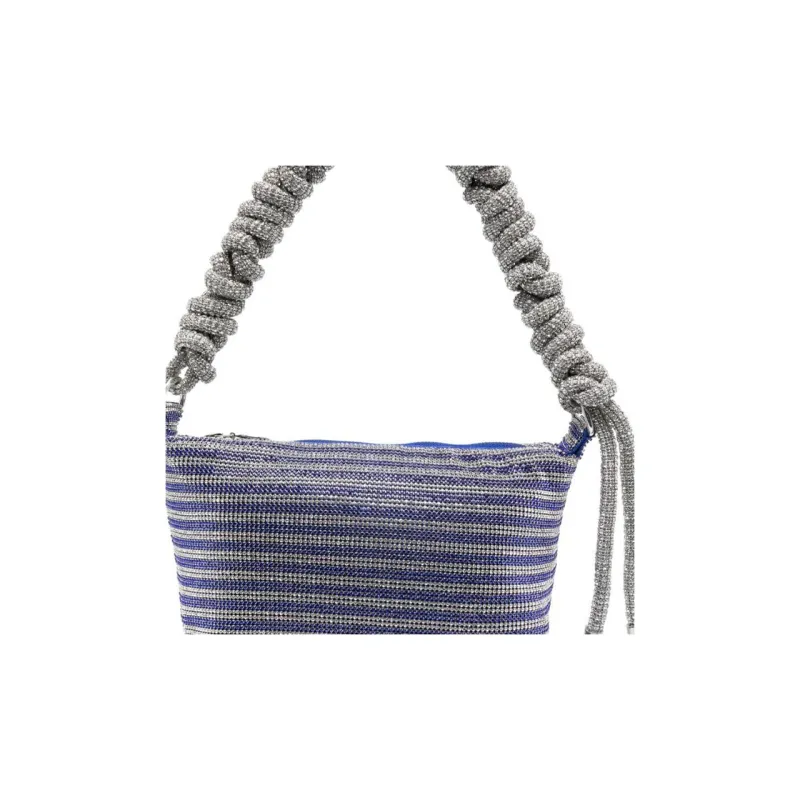 KARA Embellished Mesh Phone Cord Zipped Shoulder Bag-2