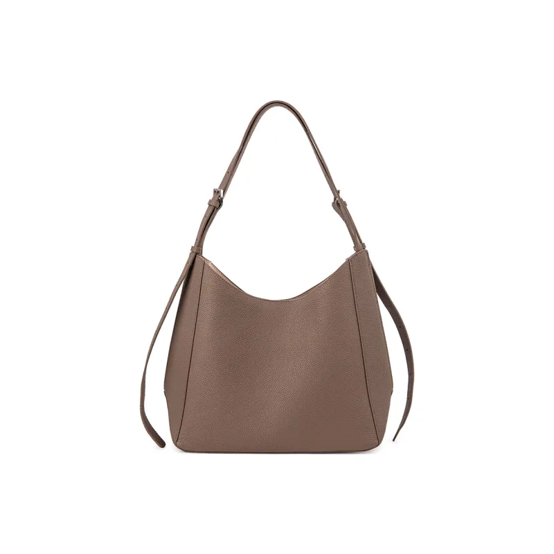 VENOF Top Grain Cow Leather Tote Bag, Shopping Bag, Shoulder Bag Women's Elephant Gray/Faux White-1