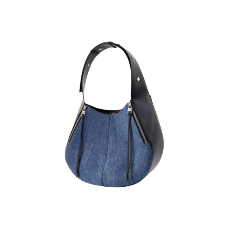 Alexander McQueen Coated Canvas Hobo Bag Handbag Women's Blue & Black-1