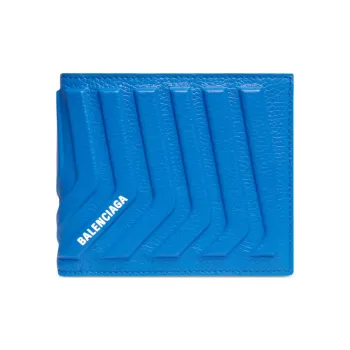 Balenciaga Calfskin Wallet Card Holder Coin Purse Men's Blue